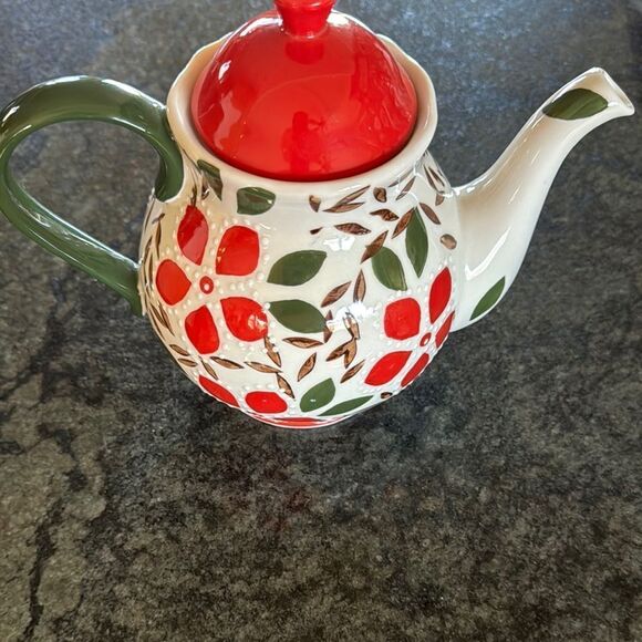 tea pot in christmas colorful  Dutch  inspired floral design - Picture 1 of 6